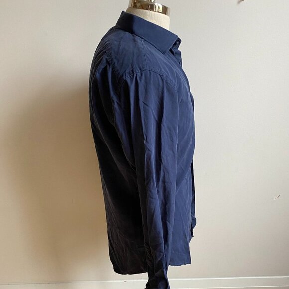 NORDSTROM Men's Shop Navy Blue Dress Shirt 15 1/2 - Picture 4 of 9